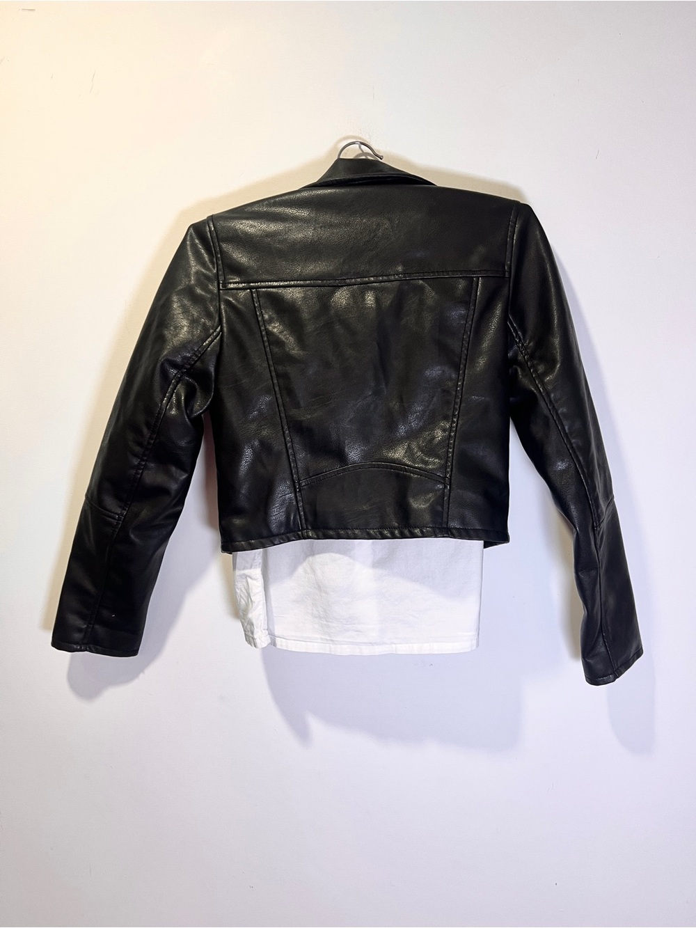 H&M Girls Black Faux Leather Moto Jacket with Zip Details size 10-11 - Picture 6 of 6